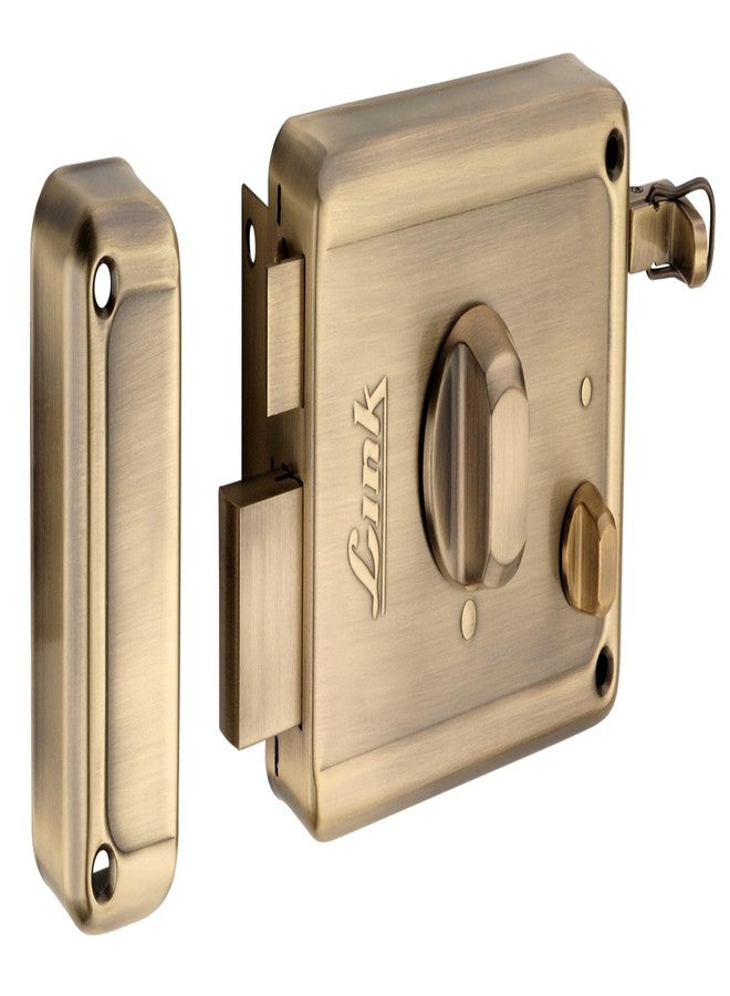 Link Stormbolt Rim Lock for Door | Double Action Movement Lock with 3 Brass Key for Home, Office, Hotel Door | Heavy Duty Lock with One Side Key, Antique | 10 Years Warranty - Image 1